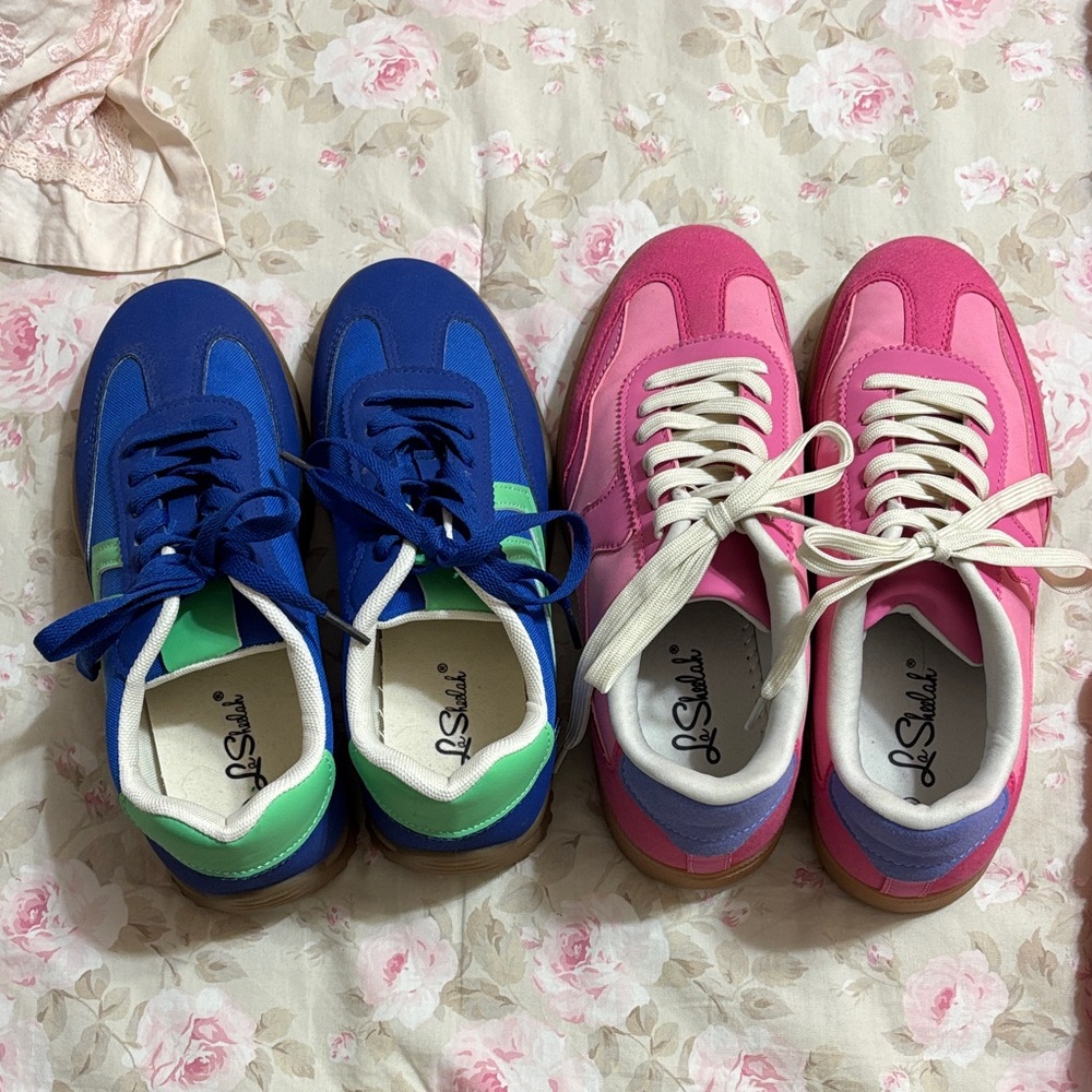 Pink and Blue Women’s Retro Sneakers